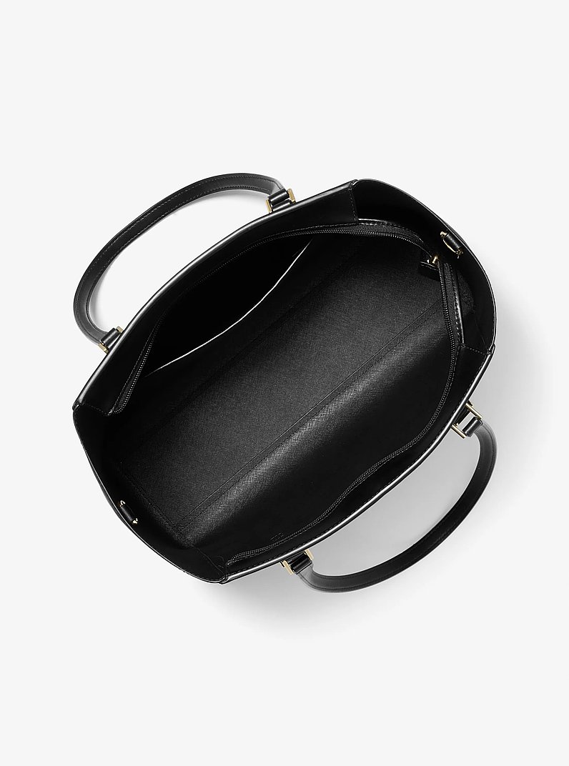 Charlotte Large Saffiano Leather 3-in-1 Tote Bag in BLACK | Michael Kors
