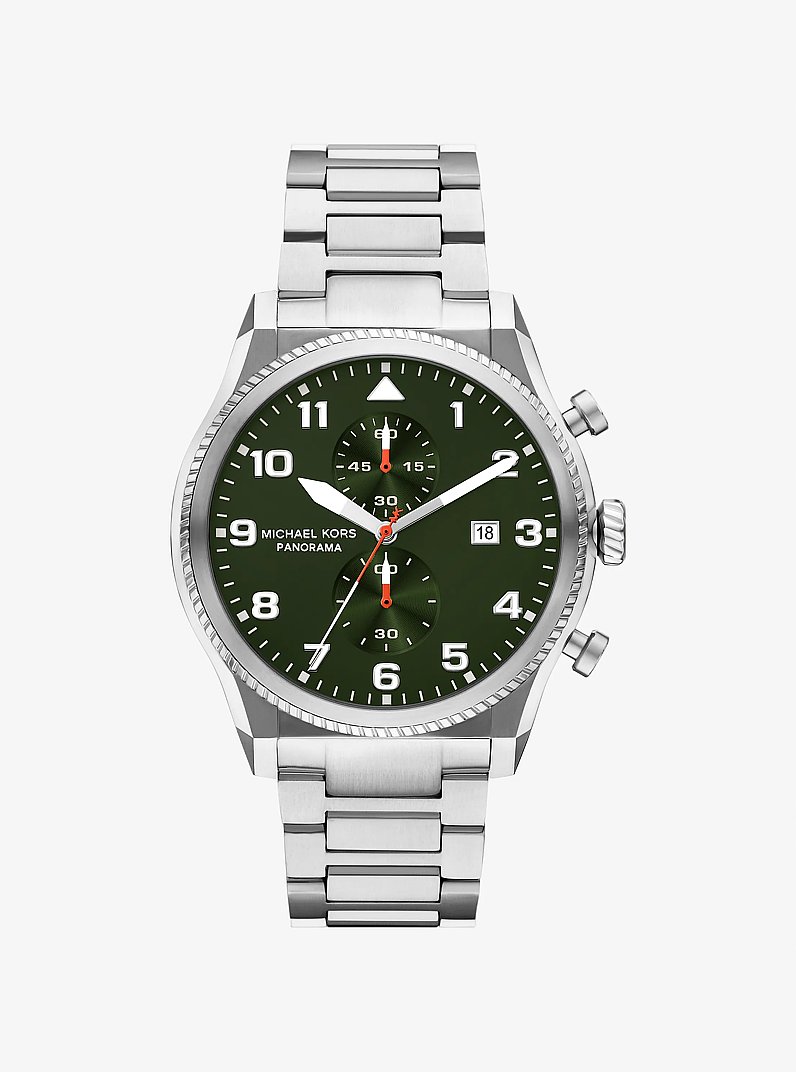Oversized Panorama Silver-Tone Watch in SILVER | Michael Kors