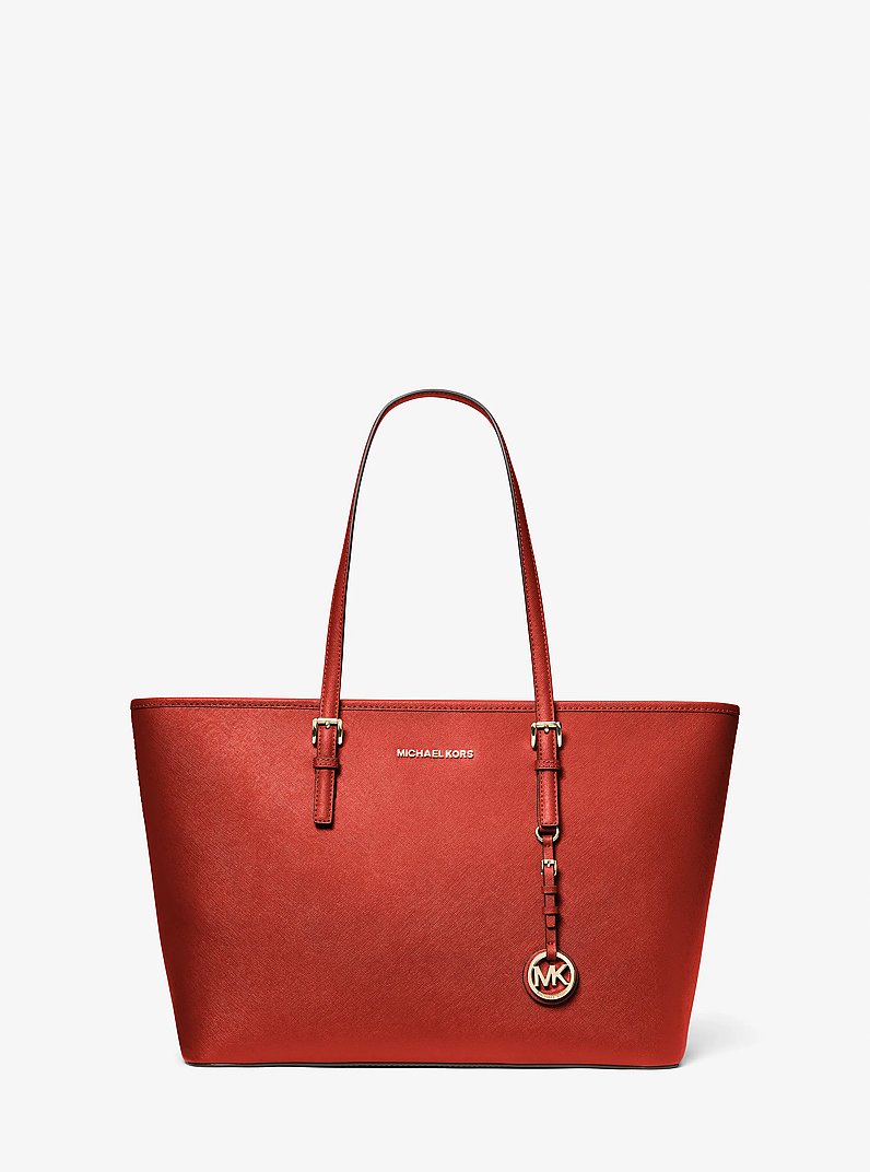 Tragetasche Jet Set Medium aus Saffianleder mit Rei&szlig;verschluss an der Oberseite in LT TERRACTTA | Michael Kors
