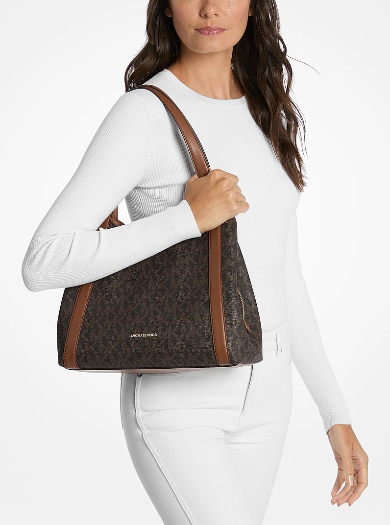 Rosemary Large Signature Logo Shoulder Bag in BROWN/LUGGAGE | Michael Kors