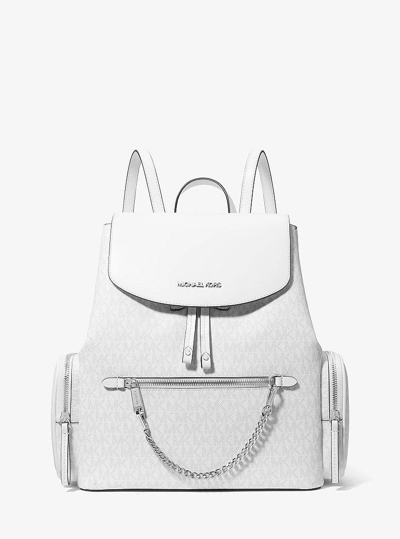 Jet Set Large Signature Logo Backpack in OPTIC WHITE | Michael Kors