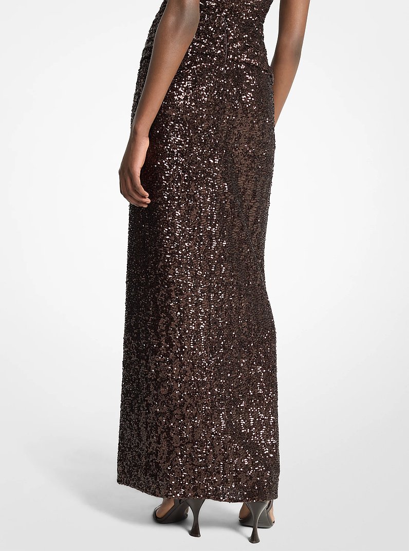 Falda maxi pareo el&aacute;stico con lentejuelas in CHOCOLATE | Michael Kors