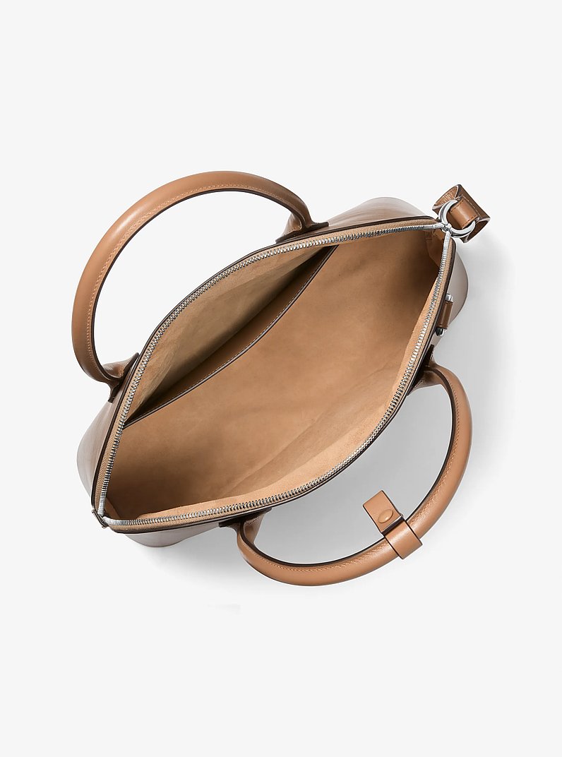 Kaitlin Large Leather Dome Satchel in CARAMEL | Michael Kors