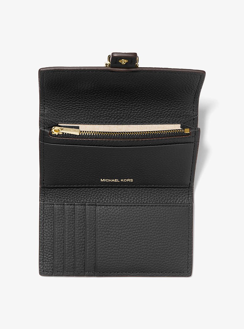 Nolita Medium Pebbled Leather Tri-Fold Wallet in BLACK | Michael Kors