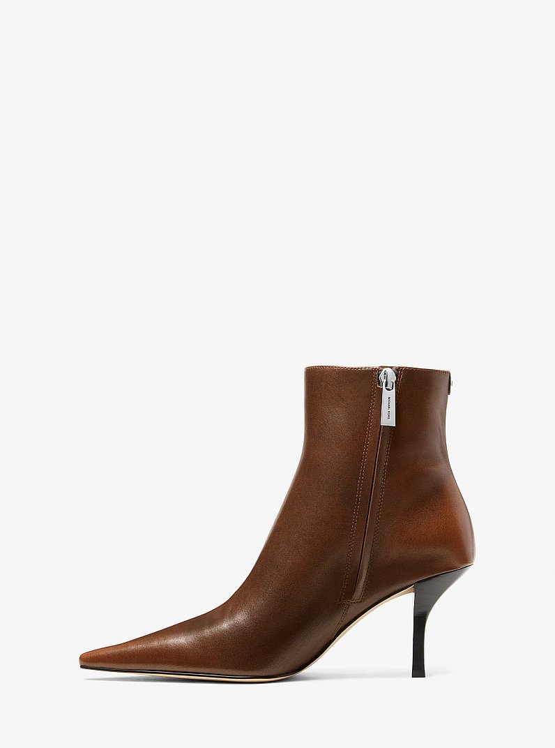 Selina Leather Ankle Boot in LUGGAGE | Michael Kors