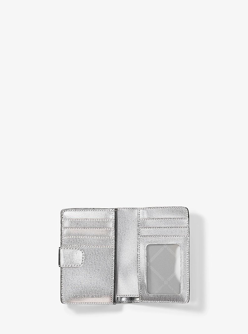 Jet Set Travel Medium Printed Signature Logo Bi-Fold Wallet in OPTIC WHITE | Michael Kors