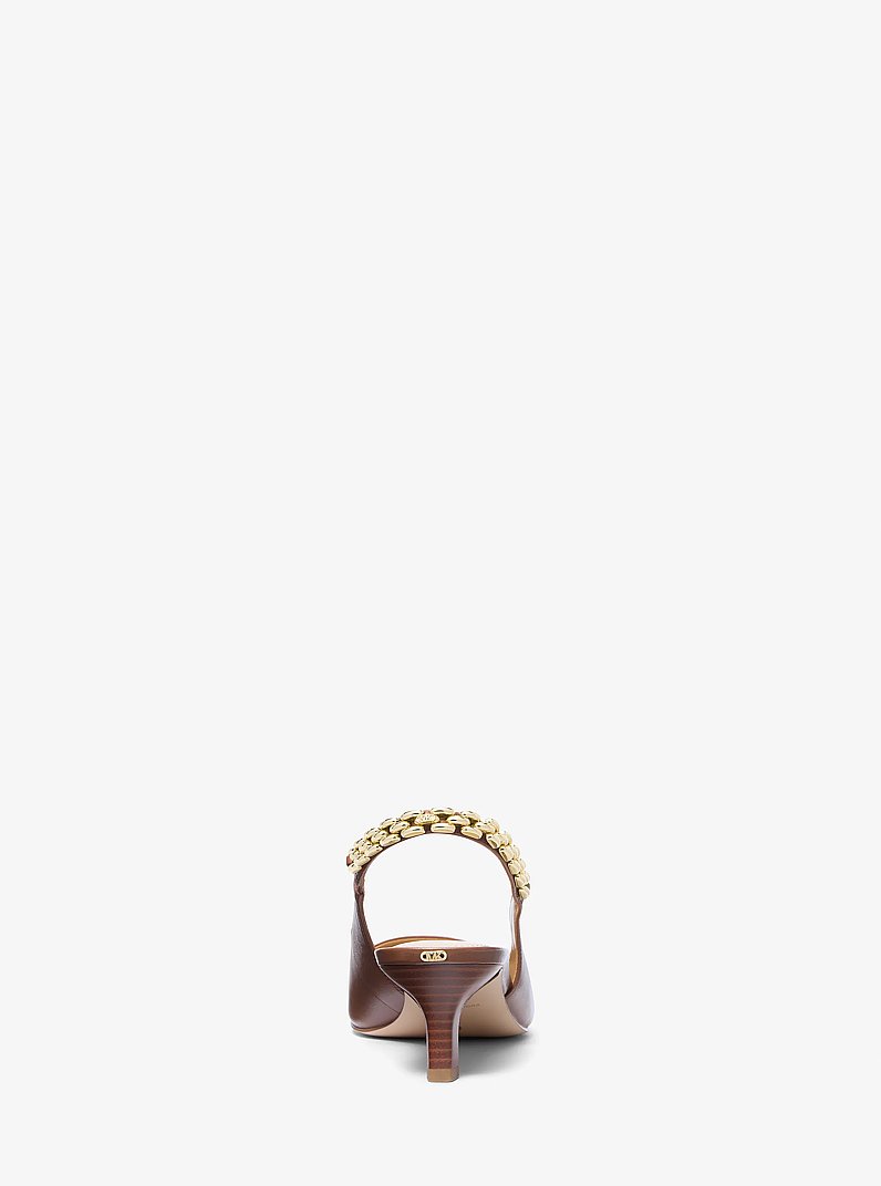 D&eacute;collet&eacute; Marcia slingback in pelle in CUOIO | Michael Kors