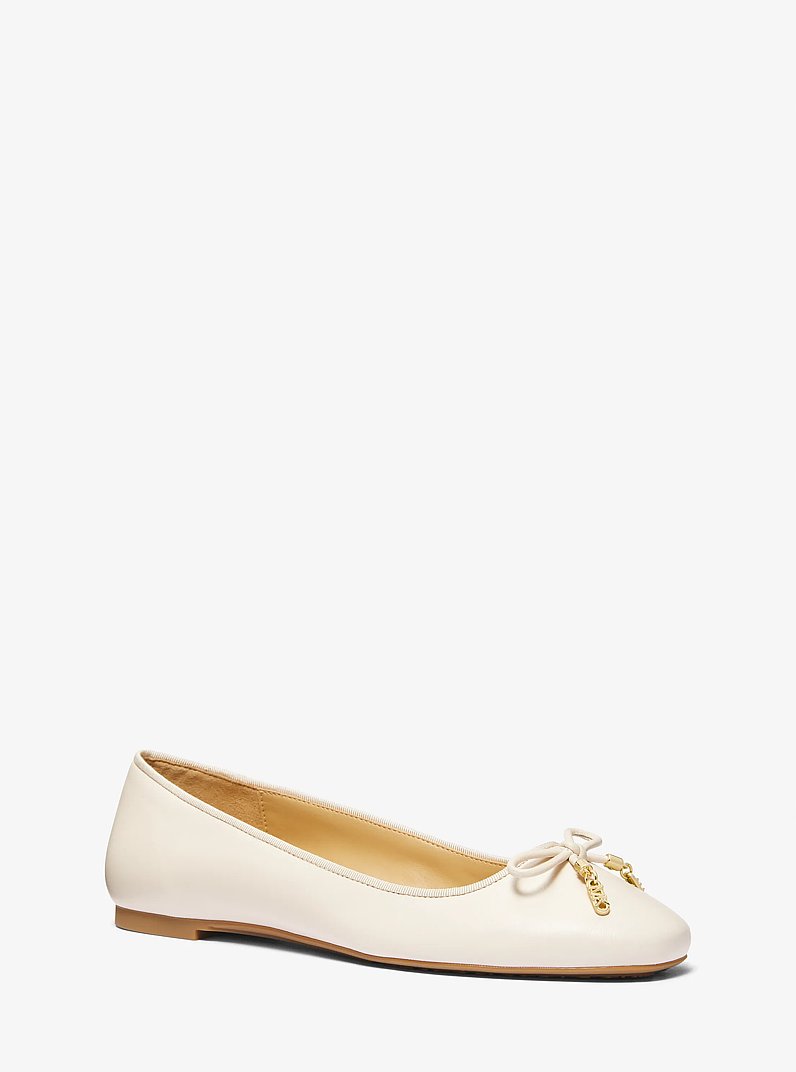 Nori Leather Ballet Flat in LT CREAM | Michael Kors