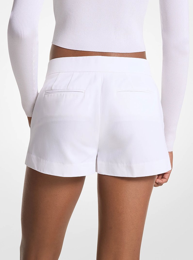 Cotton Blend Twill Shorts in WHITE | Michael Kors