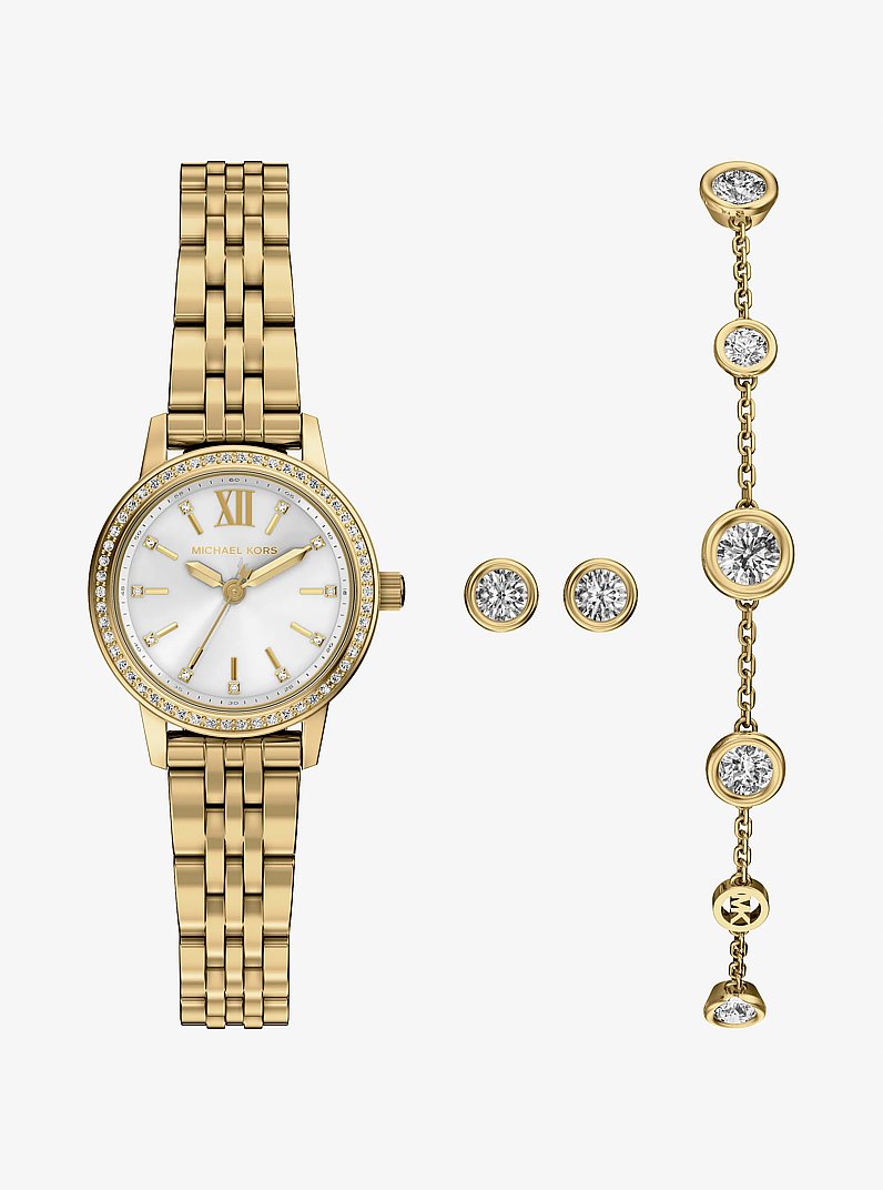 MICHAEL KORS MK ゴールド腕時計とブレスレットセット　メリッサ Mini Melissa Pavé Gold-Tone Watch and Jewelry Set in GOLD - Sale