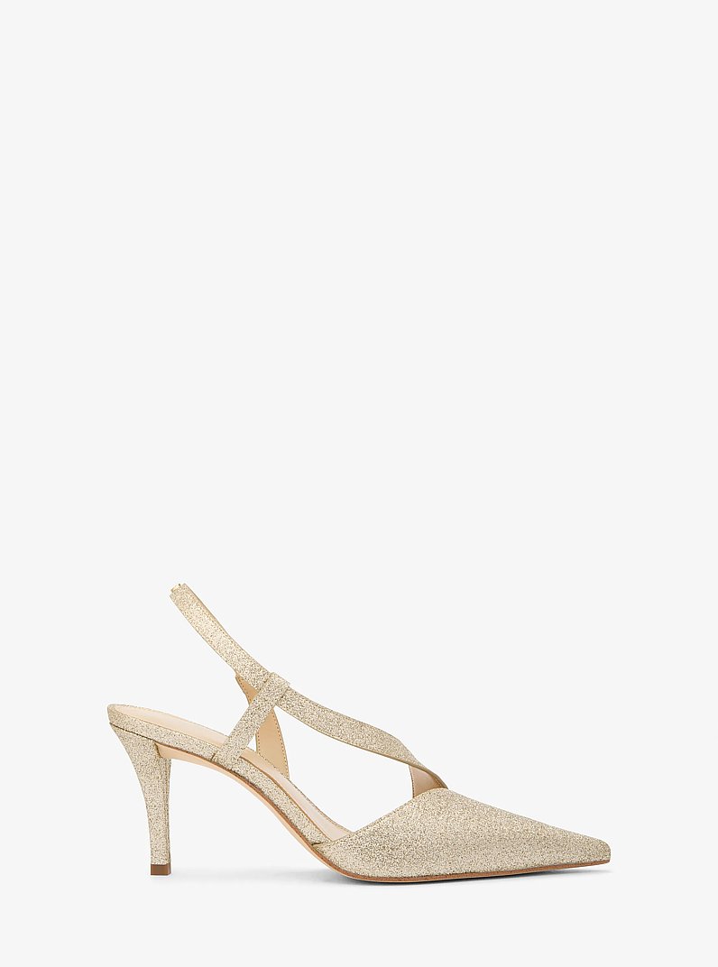 Jaida Glitter Embellished Leather Pump in PALE GOLD | Michael Kors