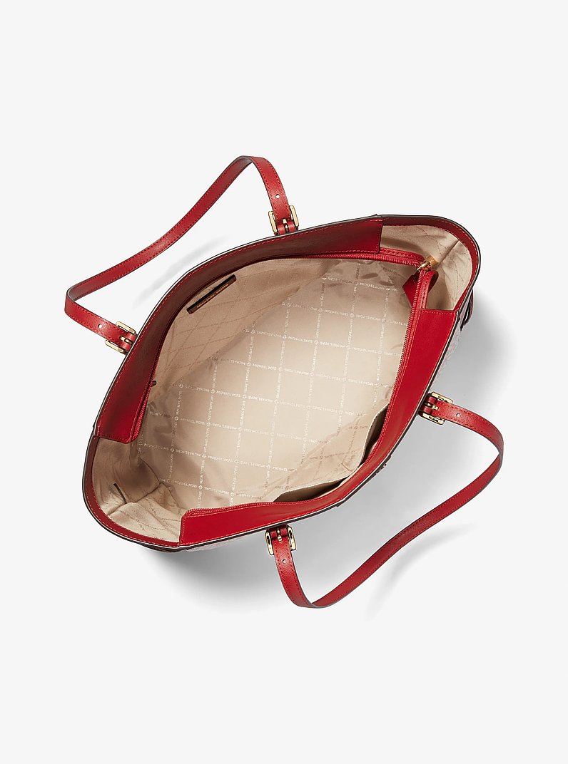 Gilly Large Color-Block Logo and Leather Tote Bag