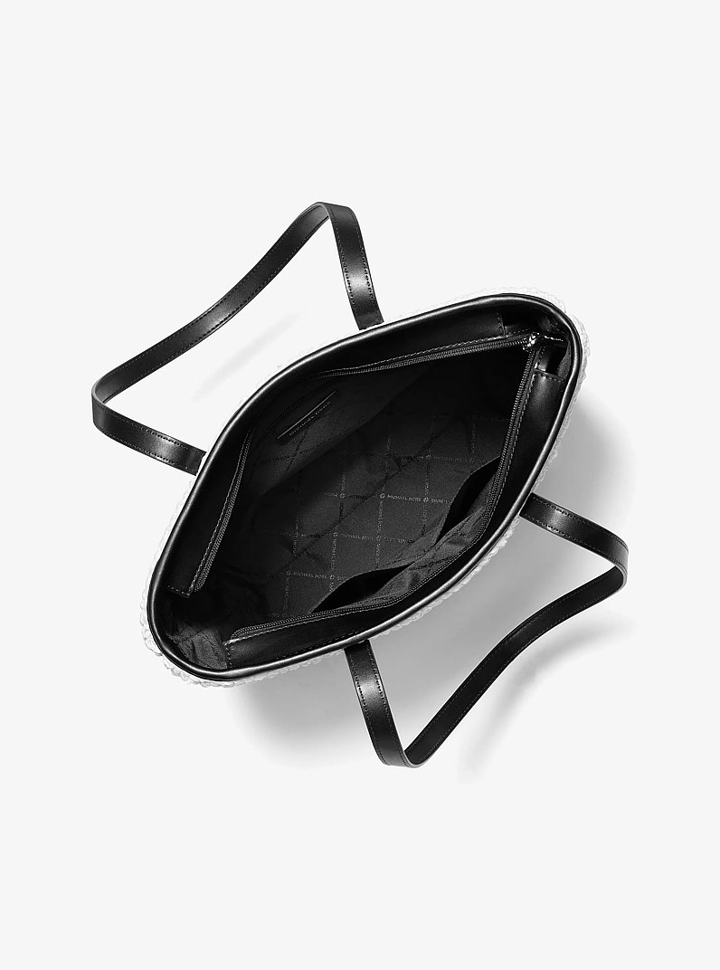 The Michael Large Ombr&eacute; Straw Tote Bag in BLACK | Michael Kors