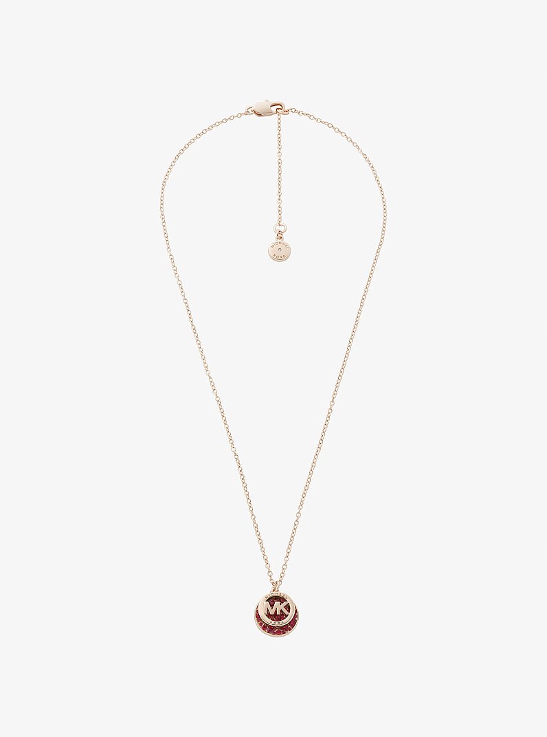 Pav&eacute; Logo Necklace in ROSE GOLD | Michael Kors