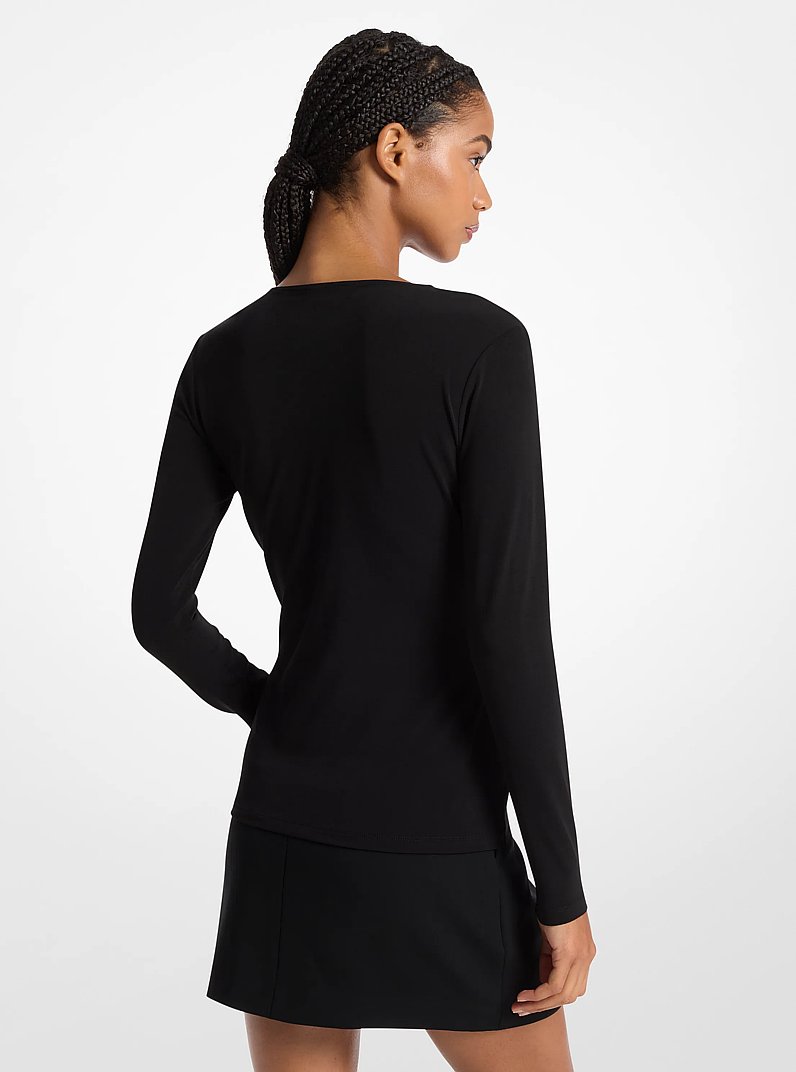 Astor Stud Matte Jersey Top in BLACK | Michael Kors