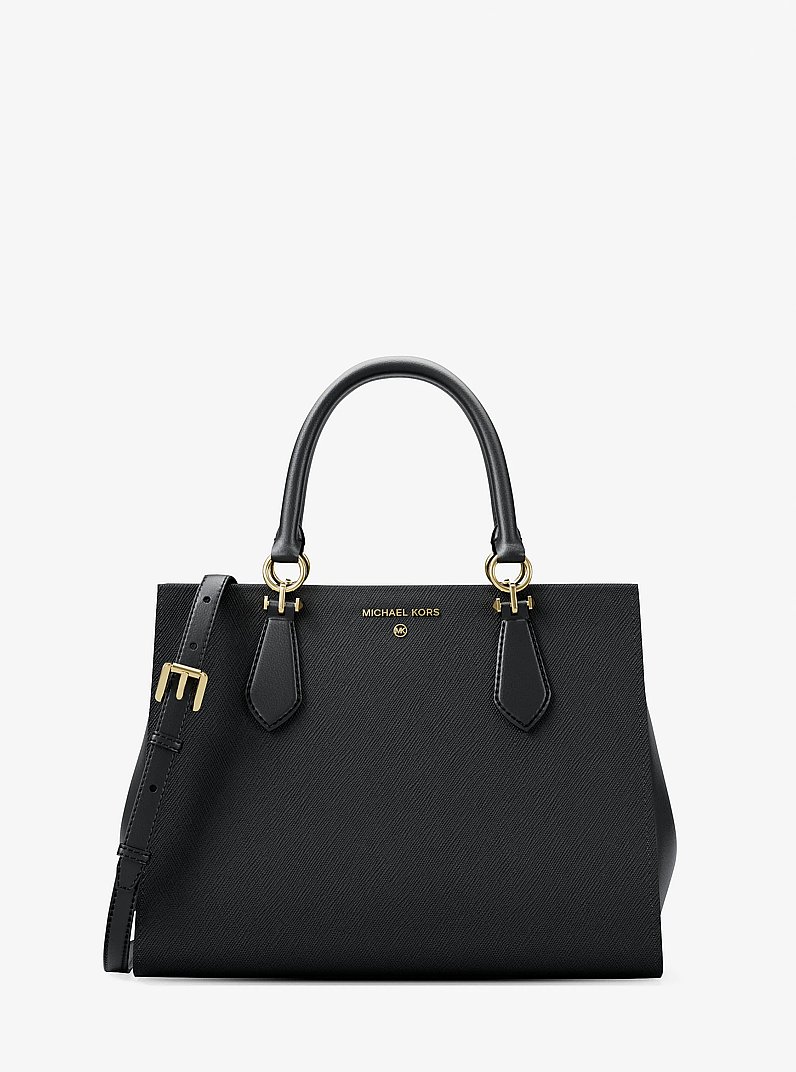 Marilyn Medium Saffiano Leather Satchel in BLACK | Michael Kors