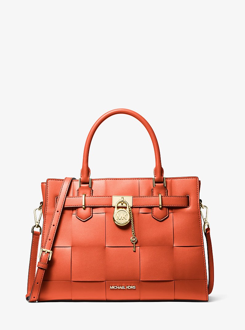 Hamilton Medium Woven Satchel in RED CLAY | Michael Kors