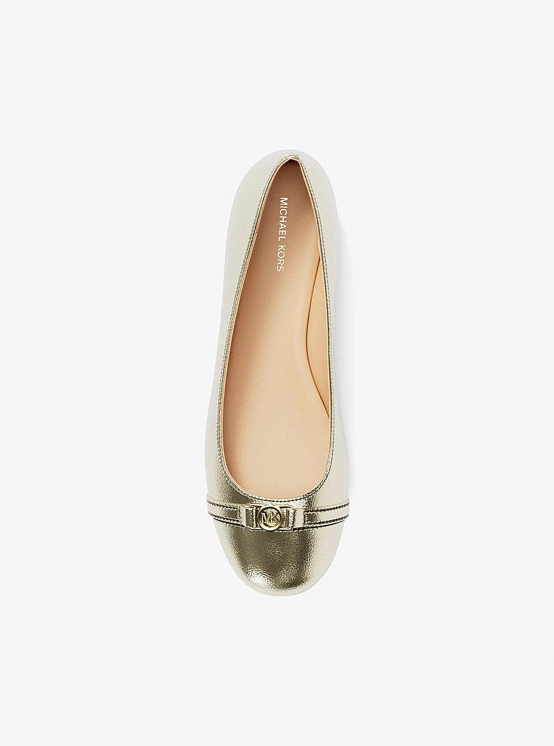 Mandy Metallic Leather Moccasin in PALE GOLD | Michael Kors