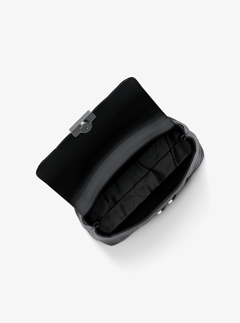 Tribeca Medium Quilted Leather Satchel in BLACK | Michael Kors