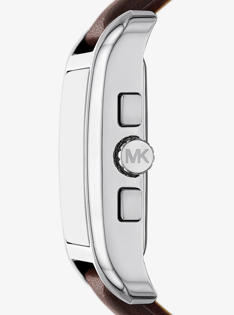 Monroe Silver-Tone and Leather Watch in SILVER | Michael Kors