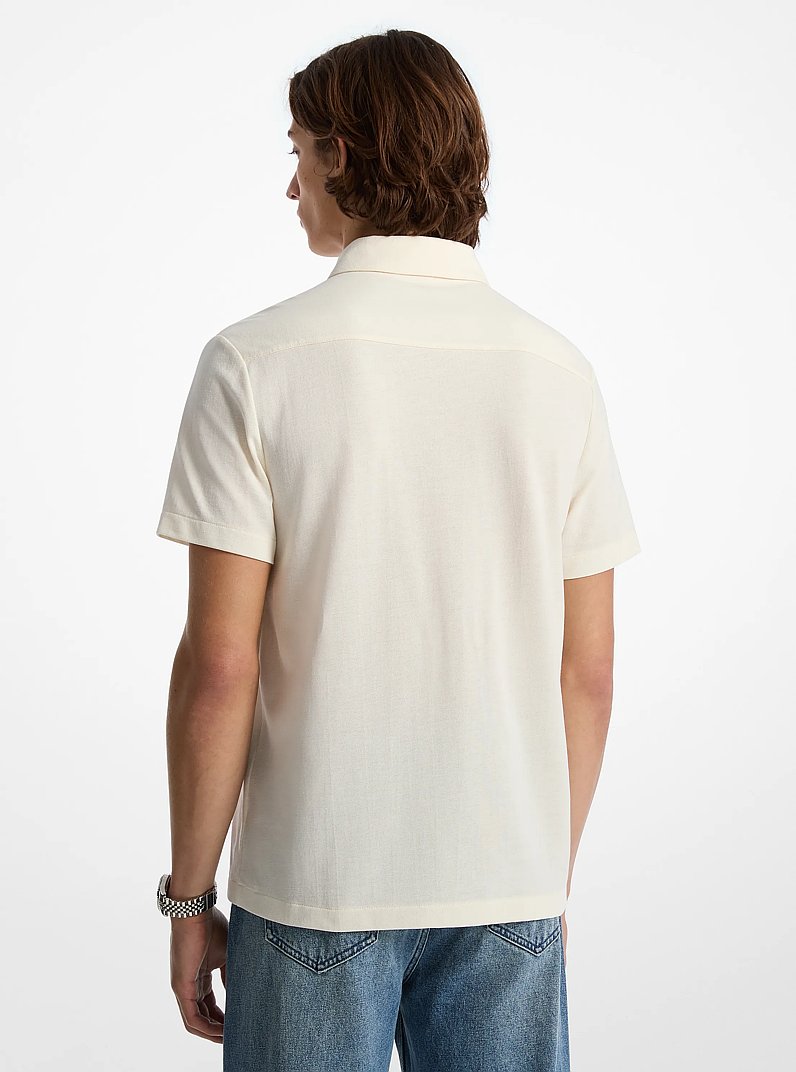 Cotton Blend Piqu&eacute; Oxford Shirt in WHITE | Michael Kors