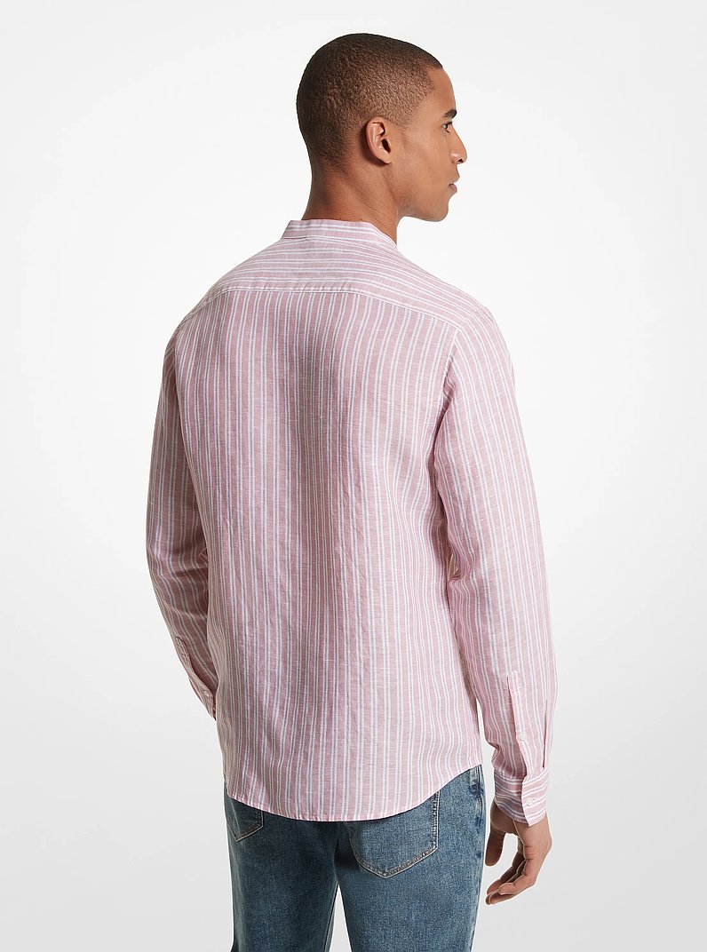 Striped Linen Blend Shirt in DUSTY ROSE | Michael Kors