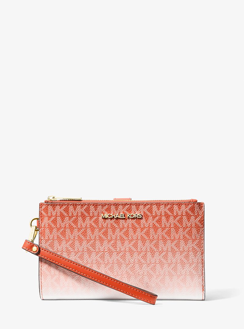 Jet Set Large Ombré Signature Logo Wristlet in RED CLAY - Sale