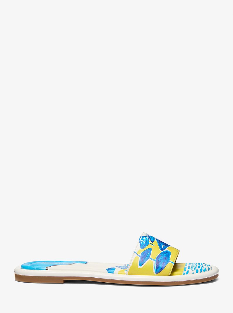 Michael Kors X Christina Zimpel Dana Slide Sandal in BLANCO INTENSO MULTICOLOR | Michael Kors