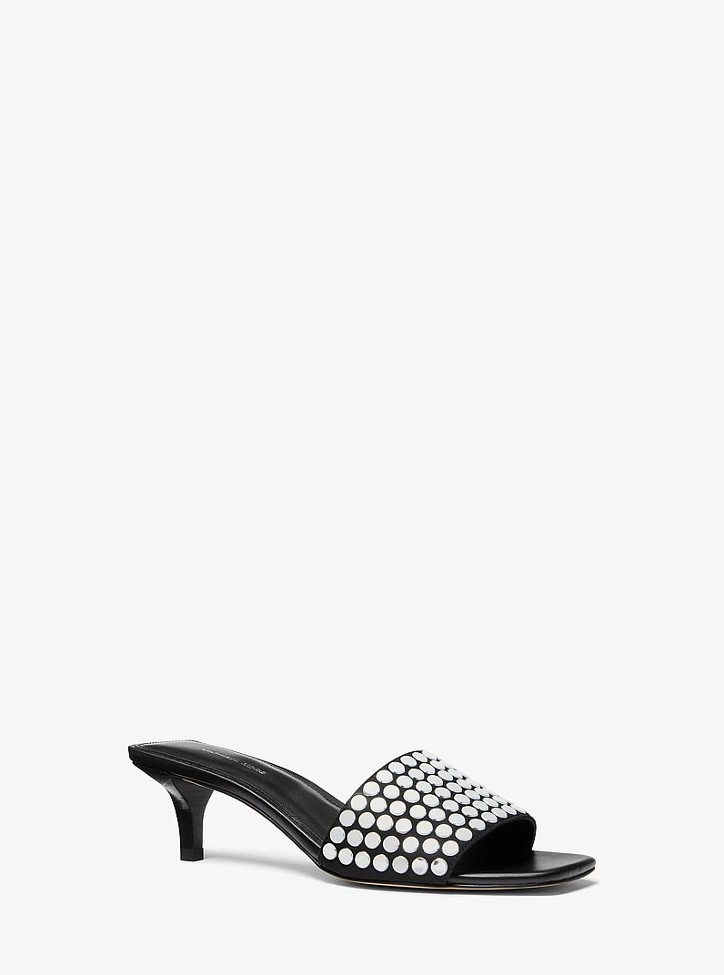 Merriam Studded Kitten Heel Sandal in BLACK | Michael Kors