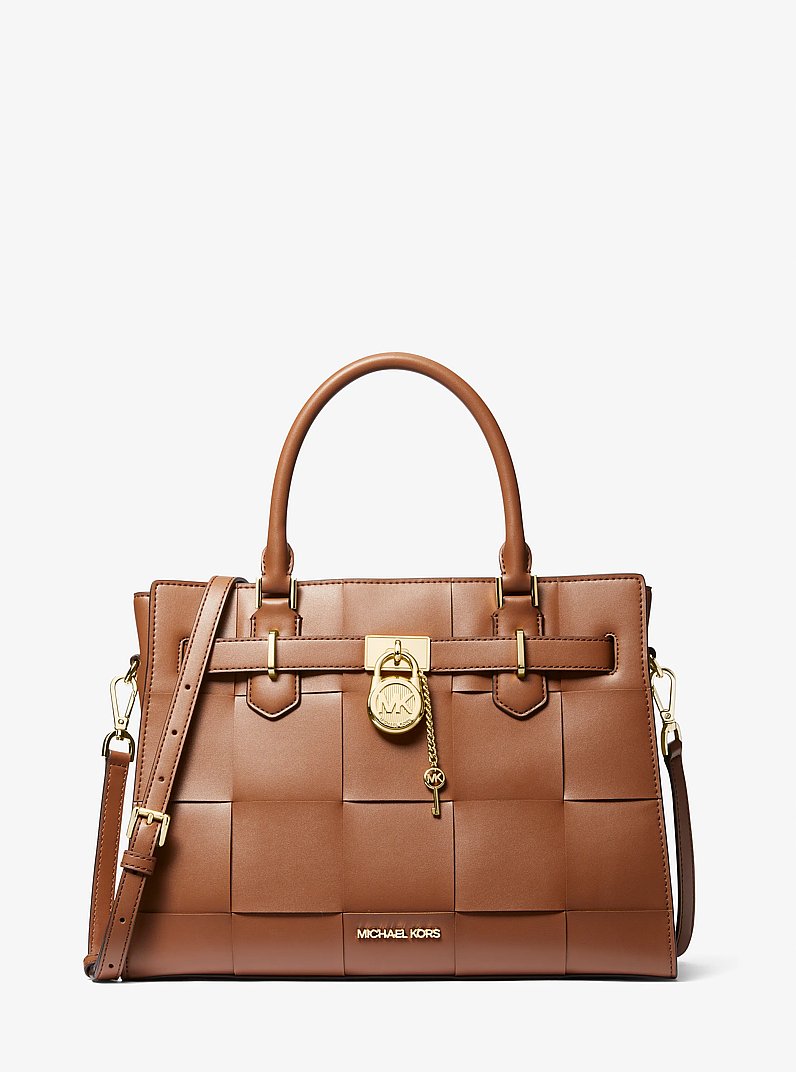 Hamilton Medium Woven Satchel in LUGGAGE | Michael Kors