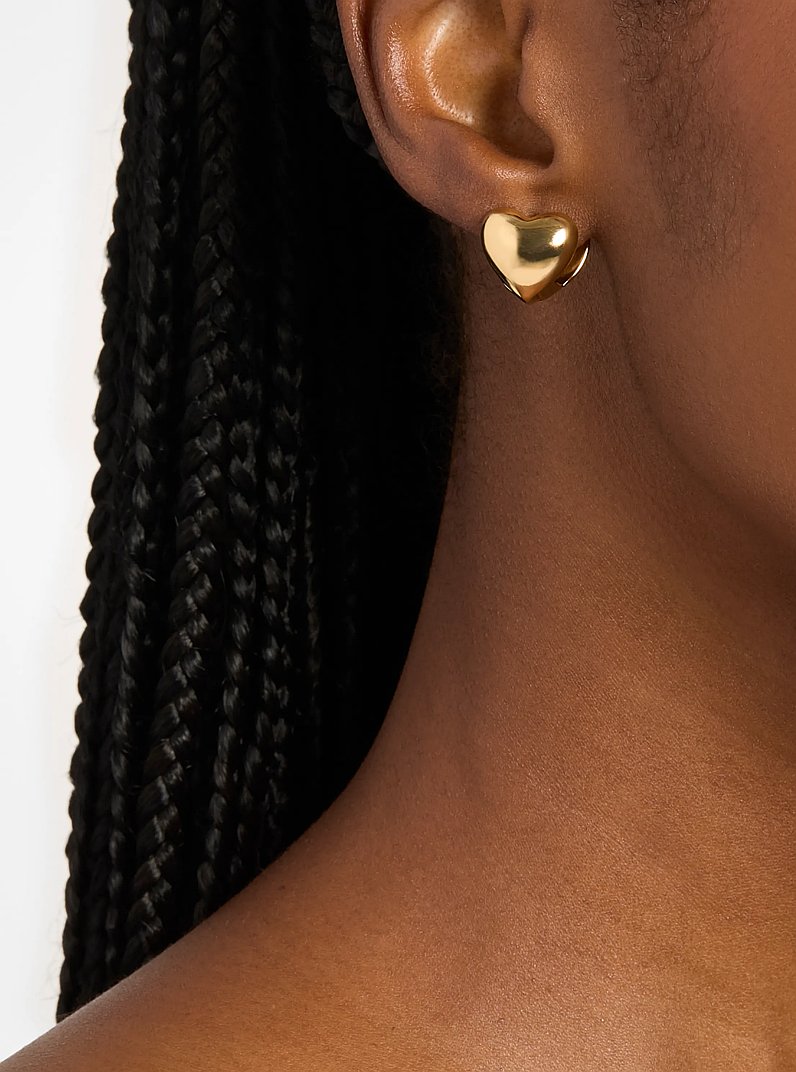 Puffy Heart Huggie Earrings in GOLD | Michael Kors