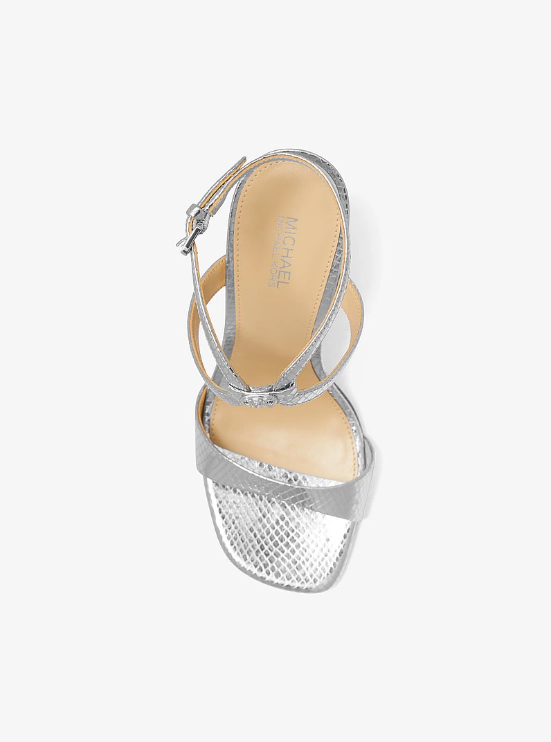 Amara Metallic Snake Embossed Leather Sandal