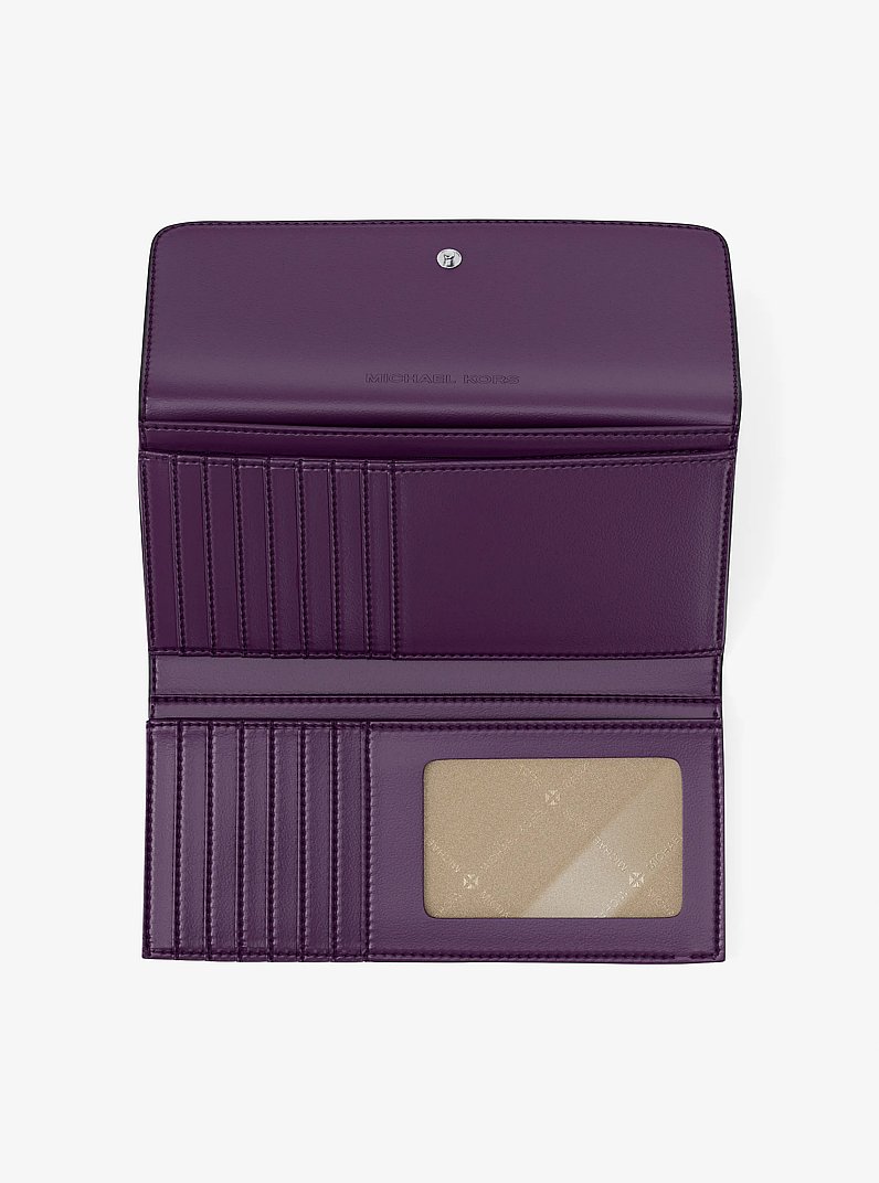 Jet Set Large Saffiano Leather Tri-Fold Wallet in PURPLE | Michael Kors