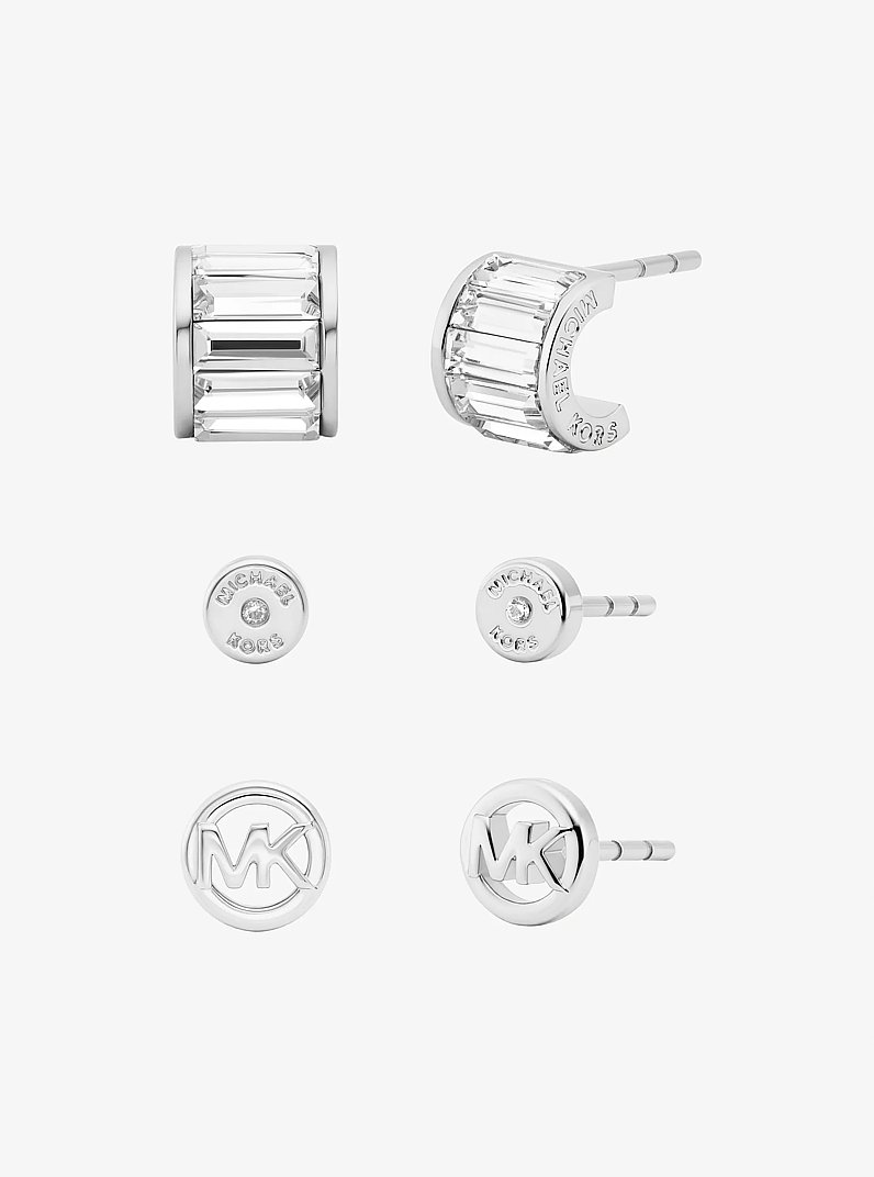 Set de regalo de 3 piezas de aretes tipo bot&oacute;n de circonia c&uacute;bica in PLATEADO | Michael Kors