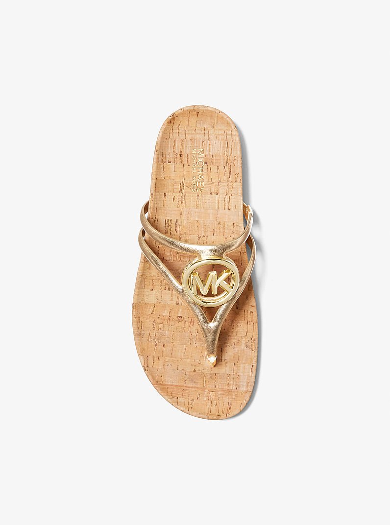 Hampton Metallic Leather Sandal in PALE GOLD | Michael Kors