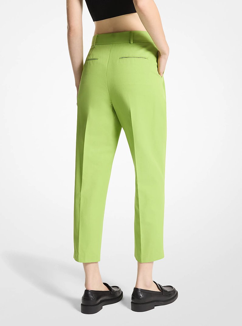 Pantalon court en serg&eacute; de coton m&eacute;lang&eacute; in POMME VERTE | Michael Kors