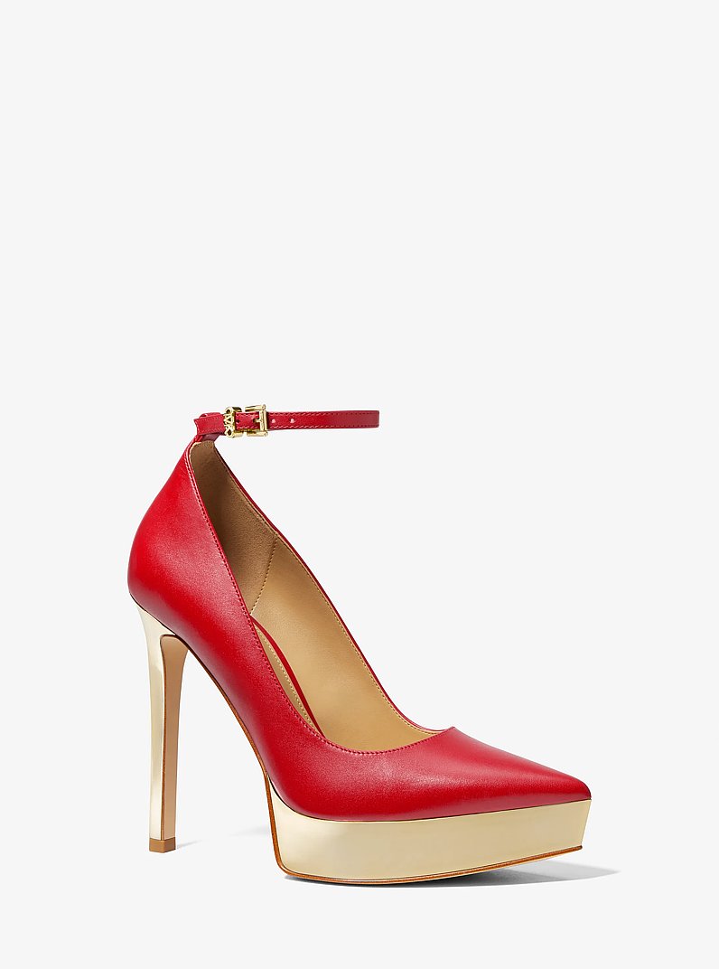 Xenia Leather Platform Pump in CRIMSON | Michael Kors