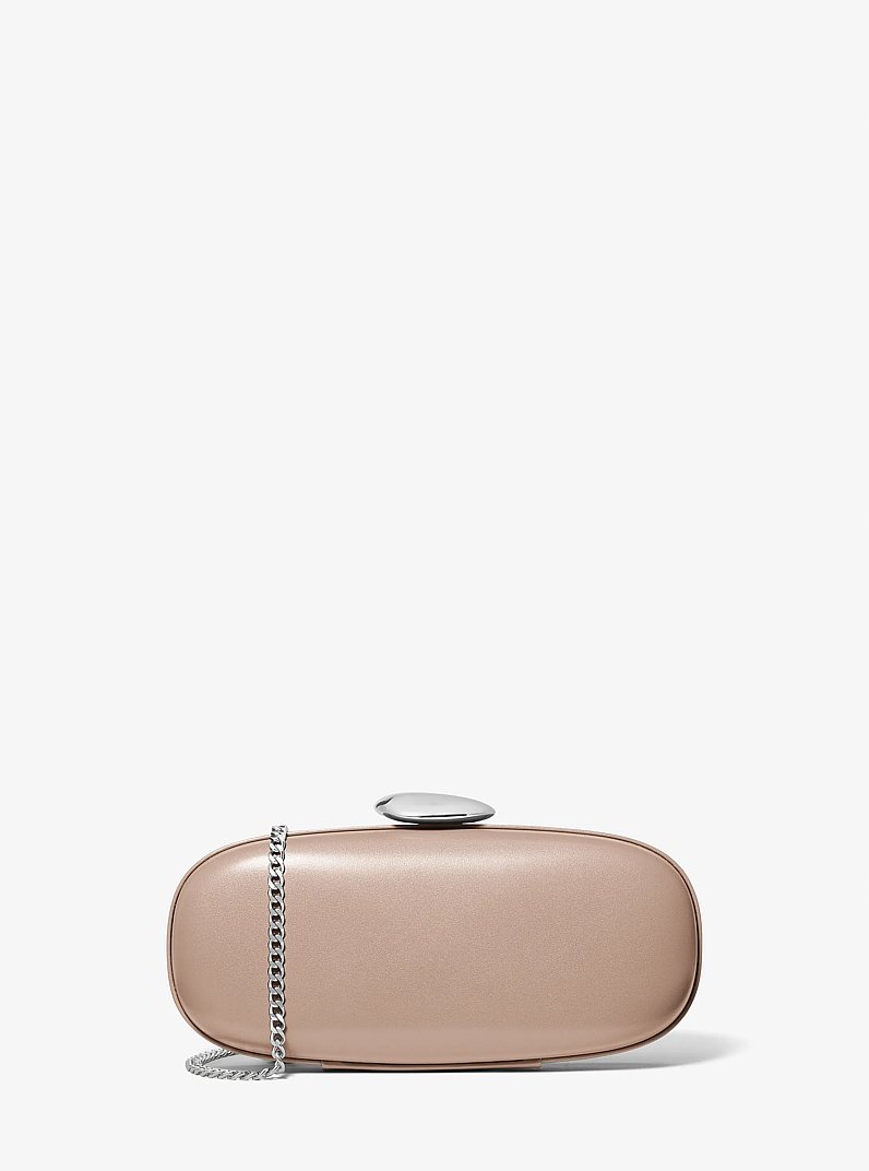 Tina Small Leather Minaudi&egrave;re in TAUPE | Michael Kors