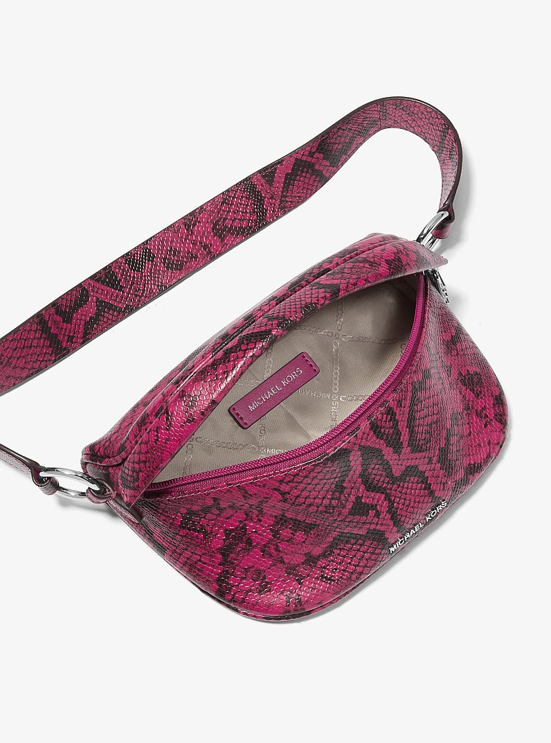 Slater Extra-Small Snake Embossed Leather Sling Pack in DEEP FUCHSIA | Michael Kors