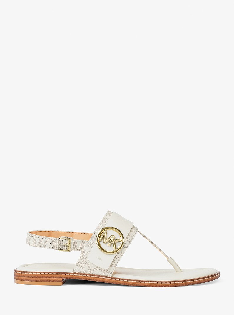 Carmen Signature Logo Thong Sandal in VANILLA | Michael Kors