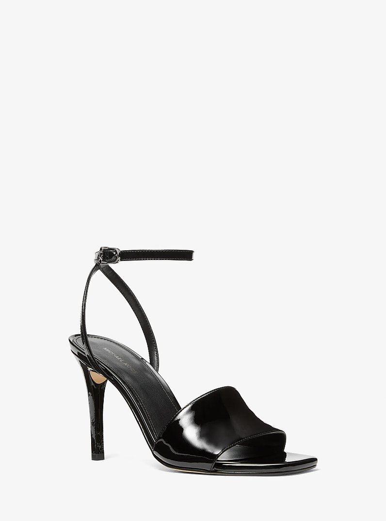 Elyse Patent Leather Sandal in BLACK | Michael Kors