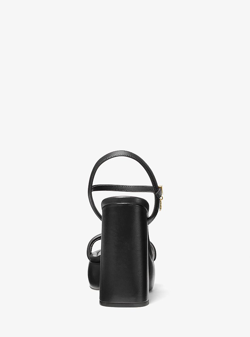 Laci Leather Platform Sandal in BLACK | Michael Kors