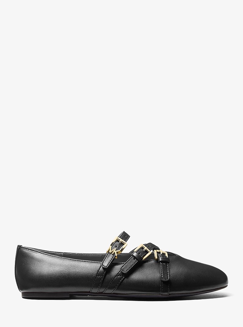 Indy Flex Leather Ballet Flat in BLACK | Michael Kors