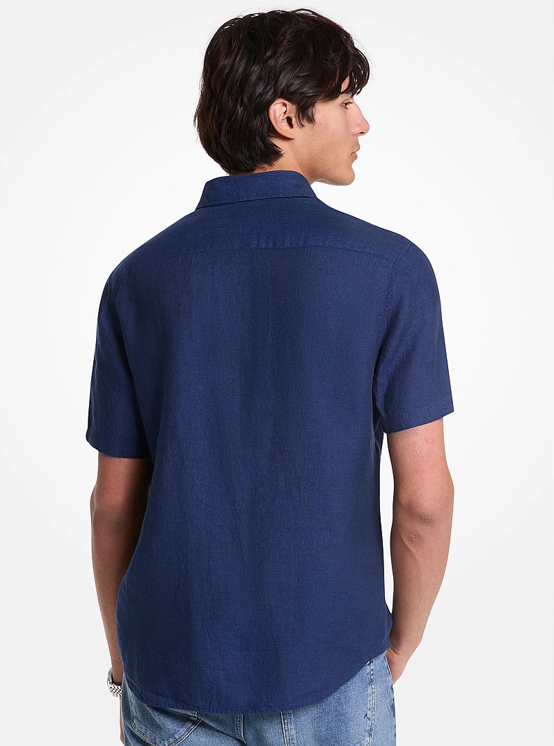 Slim-Fit Linen Shirt in DRK MIDNIGHT | Michael Kors