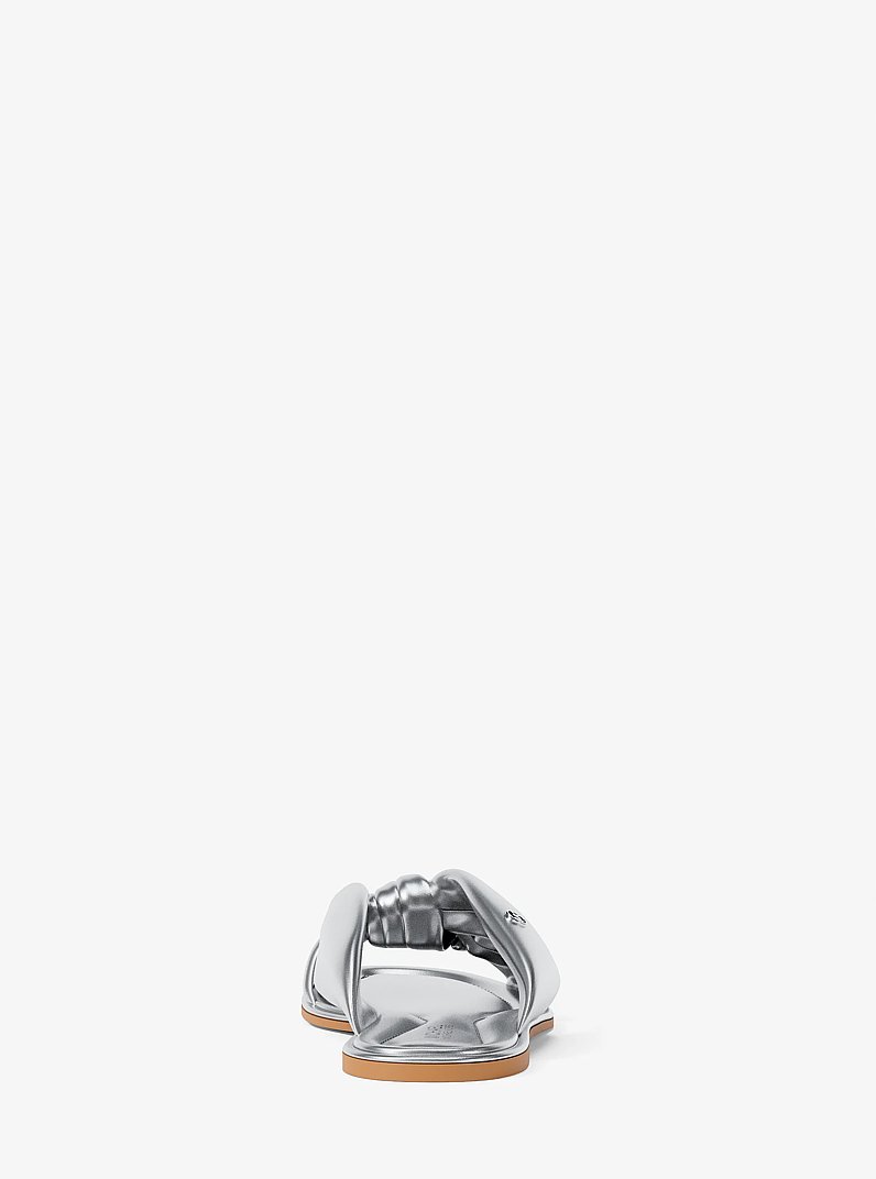 Elena Metallic Slide Sandal in SILVER | Michael Kors
