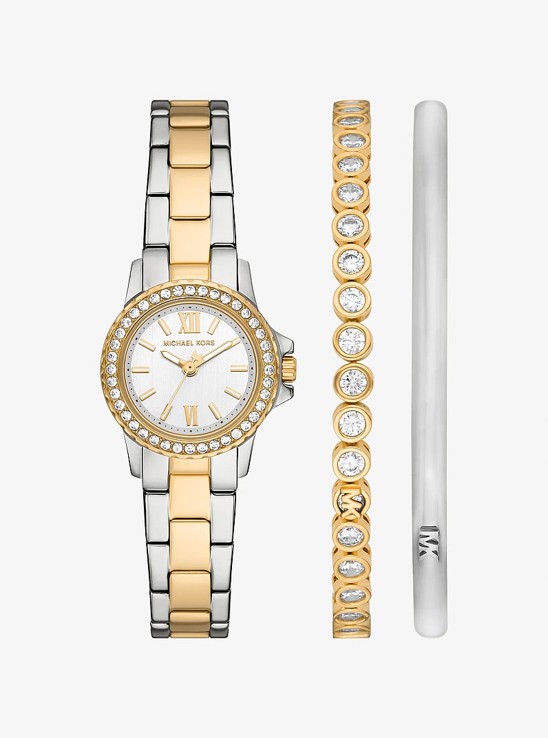 Set de regalo de joyas y reloj Everest petite en tono dorado in BITONO | Michael Kors