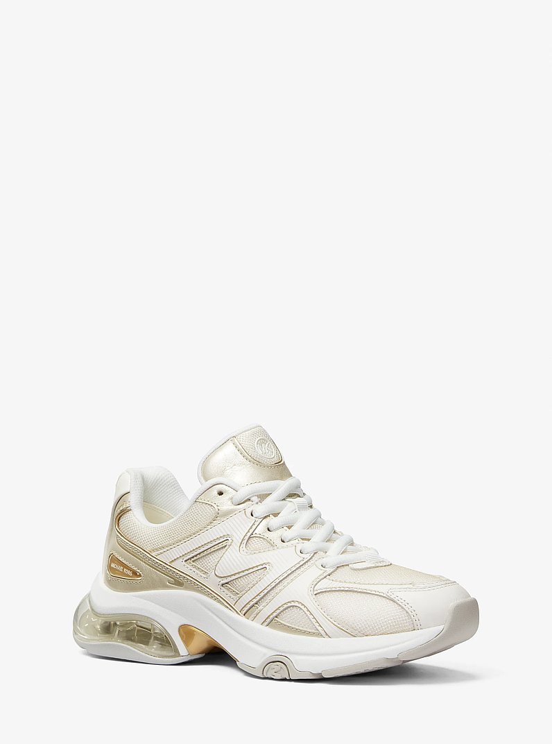 Kit Extreme Metallic Leather and Mesh Trainer in PL GLD MULTI | Michael Kors