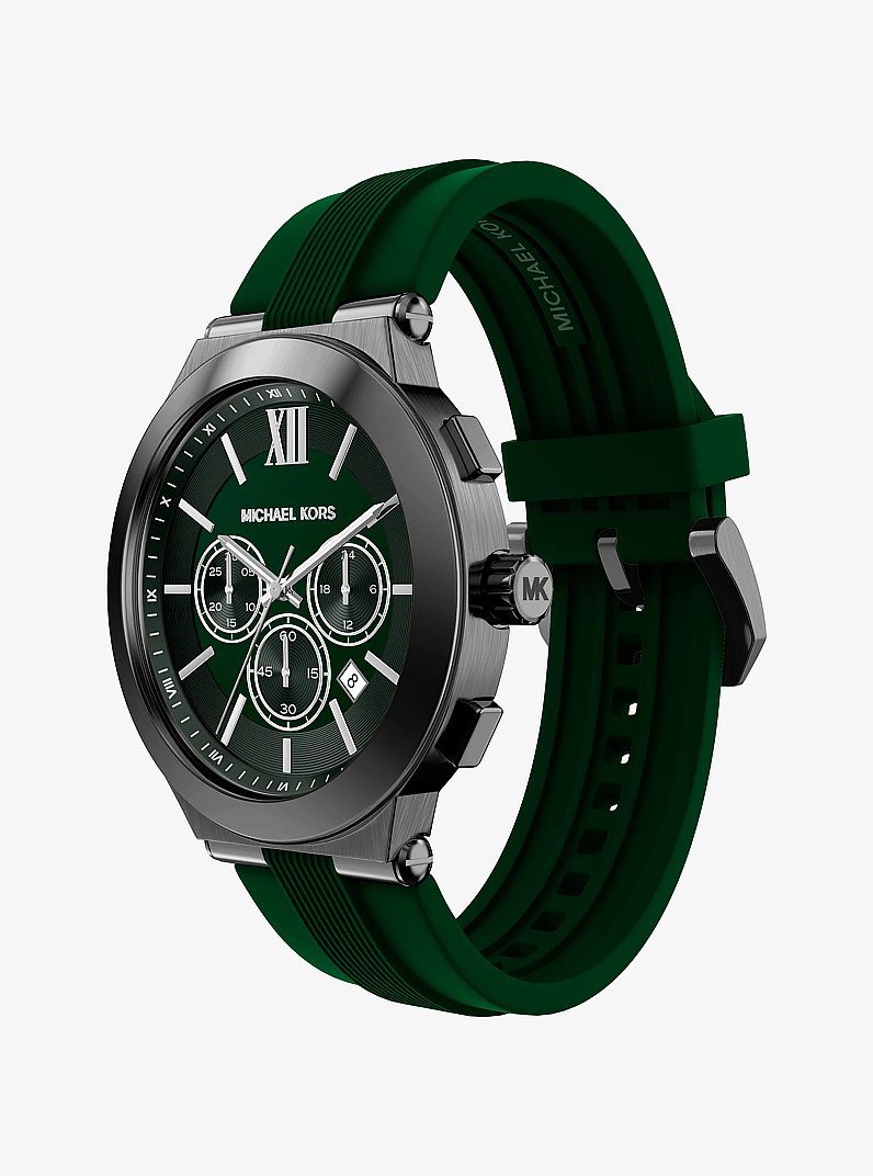 &Uuml;bergro&szlig;e Armbanduhr Billie in Mattgrau mit Silikonarmband in IMMERGR&Uuml;N | Michael Kors