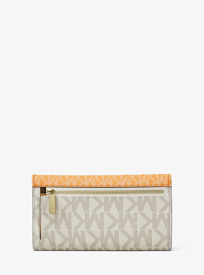Grand portefeuille &agrave; trois volets Jet Set &agrave; logo Signature in ORANGE POP MULTI | Michael Kors