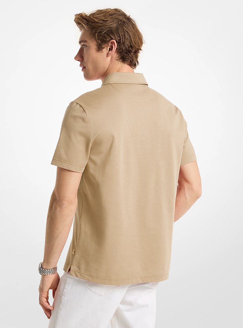 Polo en mezcla de piqu&eacute; de algod&oacute;n con cremallera